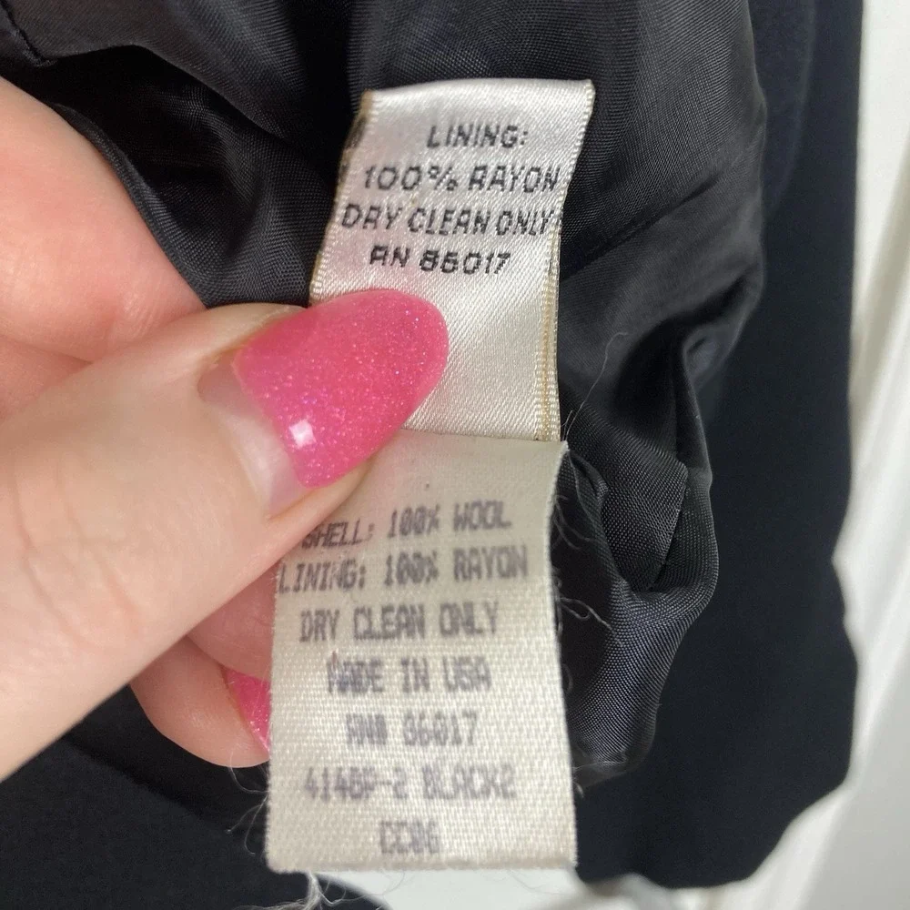 Vintage BEBE Black Wool Blazer Jacket Fitted 4-Button Size 2 Made in USA 90s Y2K